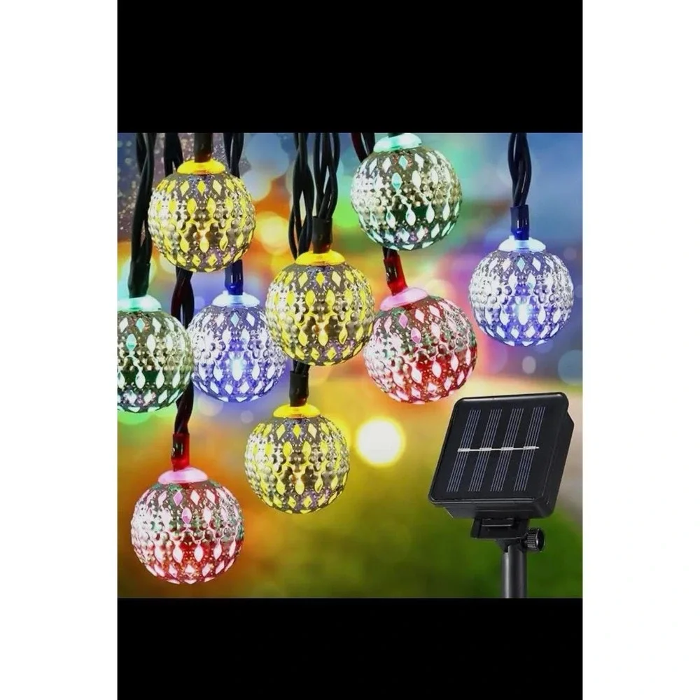 Solar Globe Lights 60 Lights 36 Ft Long String 1 Inch Diameter , Outdoor Patio